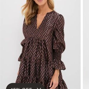 TUCKERNUT Pomander dress  black and gold Chevron Mini Dress